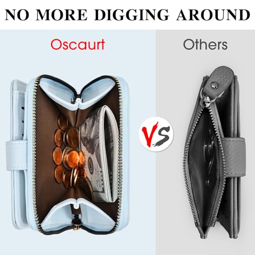 Image of oscaurt Wallet Women Small RFID Blocking Bifold Credit Card Wallets with ID Window and Tassel Zipper Coin Pocket Ladies Wallet