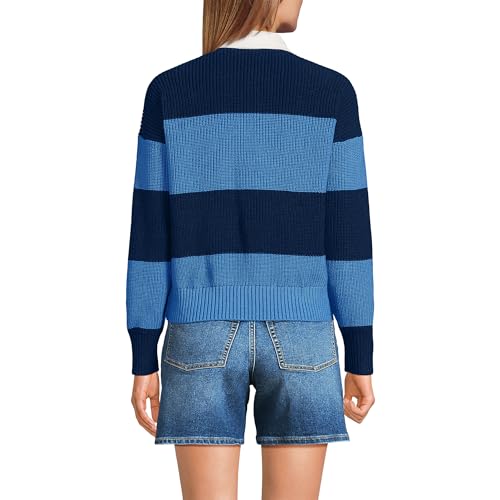 Lands' End Women's Drifter Rugby with Woven Collar Sweater2