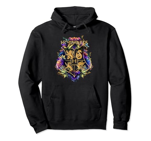 Harry Potter Hogwarts Multi-Coloured Floral Crest Pullover Hoodie
