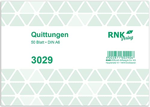 RNKVERLAG 3029 - Quittung - Block, 50 Blatt, DIN A6 quer, 1 Stück