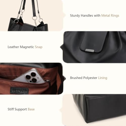 Image of BESMART Denim Tote Bag for Women, Retro Canvas Shoulder Bags with Circle Chain and PU Leather