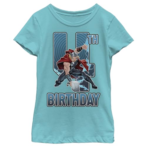 Cadeau anniversaire 4 ans t-shirt Thor Marvel bleu tahi pour fille XS