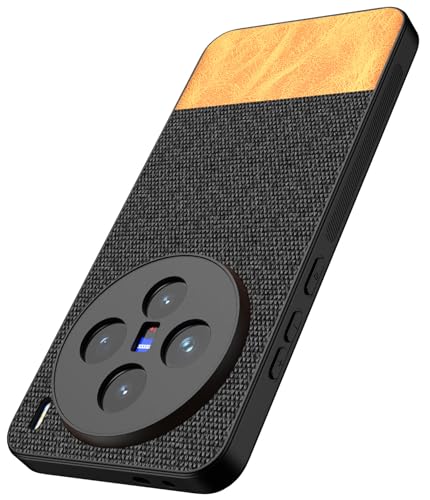 Image of Kapa Soft Fabric & Leather Hybrid Protective Back Cover for Vivo X200 (5G) | Shockproof Slim Hard Anti Slip Back Case (Black,Brown)