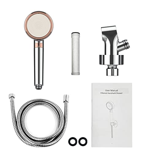 Filtered Shower Head, High-Pressure Rainfall Showerhead With Filter Beads, Water Saving Handheld Shower Filter Combo, Against Low-Pressure Water Flow | Stainless Steel Hose | Adjustable Moun #TOP5