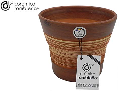 CERÁMICA RAMBLEÑA | Macetas de Barro Rojo | Macetas Decorativas | Macetas de cerámica | Macetas Exterior | Araña-Nogal | Decoración 100% Hecho a Mano | 20x20x17 cm