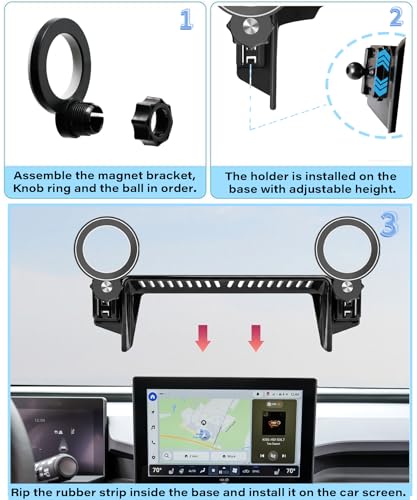 Image of Car Phone Holder for 2026 Toyota RAV4 /RAV4 Hybrid 10.5 inch Screen Accessories | MagSafe Strong Magnetic Clip Cell Phone Mount, 360 Rotatable Hands-Free Holder, Not Block Air Vents