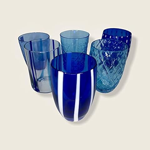 Zafferano - Melting Pot Set 6 Tumbler Glasses Mixed Blue/Aquamarine MP00198 Cover