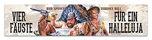 Blechwarenfabrik Braunschweig Bud Spencer und Terence Hill Vier Fäuste für ein Halleluja Magnet-Dekoschild aus Blech Mehrfarbig, Maße: 16cm x 3,5cm, STRMC01