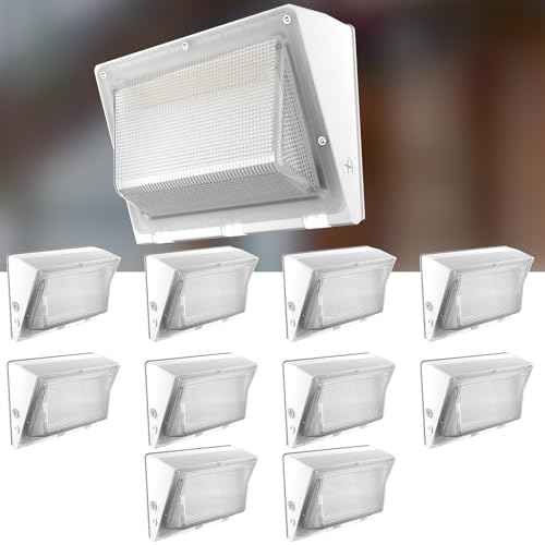Image of Lightdot 10Pack 150W White LED Wall Pack Lights, Wall Mount Outdoor Exterior Lighting, 100-277V, 22500LM Dusk-to-Dawn, IP65 ETL, 50ft Coverage Area, Parking Lots, Building Exteriors, Yard /Warehouse