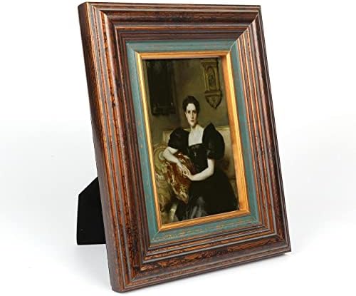 BWPFRAME Photo Frame Vintage Solid Wood Picture Frames 4 x 6 with Real Glass, Walnut wood Photo Frame with mat for Tabletop & Wall Display Home Decor