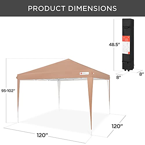 Best Choice Products 10X10Ft Pop Up Canopy Outdoor Portable Folding Instant Lightweight Gazebo Shade Tent W/Adjustable Height, Wind Vent, Carrying Bag - Tan #TOP6