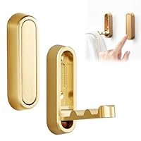 UDEE Folding Wall Hooks, Heavy Duty Foldable Coat Hooks for Hanging Towels, Hats, Bags, Keys, Clothes, Space-Saving Wall Mounted Hooks for Bathroom, Entryway, Closet (2 Pcs) -Gold
