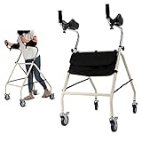  FKDERollator Faltbare Laufgestell, Rollator mit Armauflagen, Gehen Mobilitätshilfe, Beintrainer, Standard Walker for senioren, Stahlfertig
