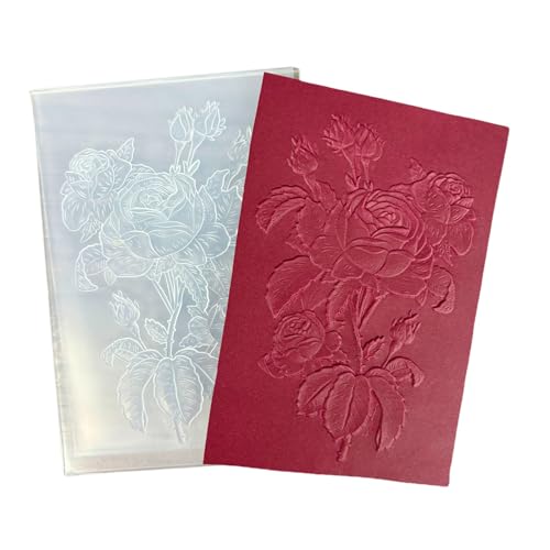 DIYology 3D Rose Flowers Embossing Folders for Card Making, 3 d Roses Texture Embossing Folder Template for DIY Paper Crafting Scrapbooking Polymer Clay Decoration