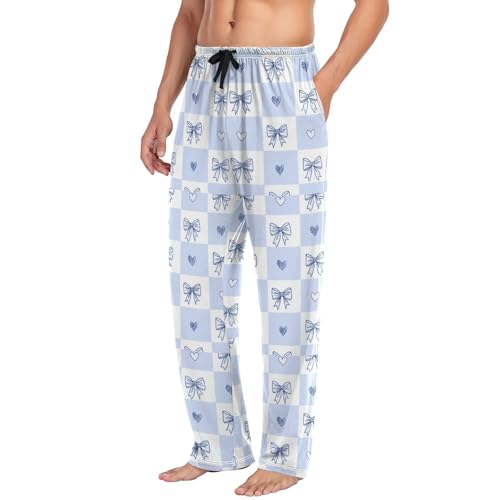 Men's Cute Bows Pajama Pants with Elastic Waistband | Soft Lounge Sleepwear | Breathable Sleep Pants for Home（967）4