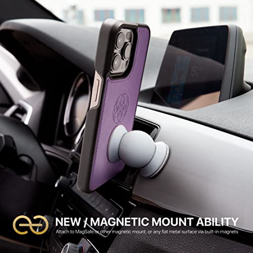 Image of dreem Fibonacci Compatible with iPhone 14 Pro Max Wallet case / 2-in-1 Shockproof case and Detachable Vegan Leather Folio, MagSafe Compatible, RFID Protection [Purple]