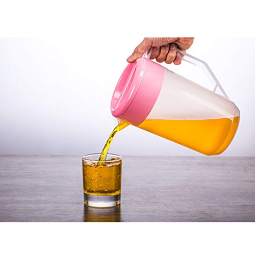 Image of Housoutil Measuring Kettle with Scale 4L /140 Oz Beverage Pitcher with Lid Food-Safe Plastic Cold Water Kettle for Juice Iced Tea Milk Beer Home Entertaining Picnics