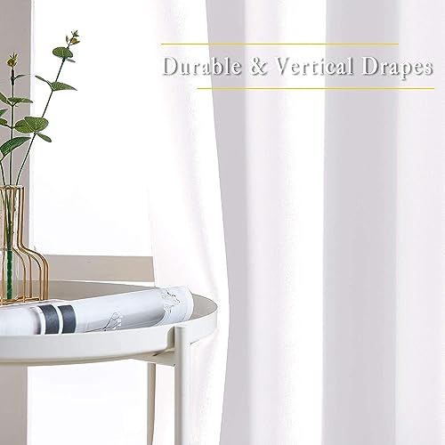 Image of Purav Light 8 Feet Blackout Curtains | Faux Silk Fabric| Thermal Insulated, Noise Reducting, Heavy Duty, Sun Blocking for Home Living Room & Bedroom, Eyelet Design| White Set of 2