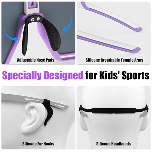 Image of X-TIGER Polarized Kids Sunglasses Youth Baseball Sunglasses UV400 Boys Girls Sports Sun Glasses for Softball Cycling Scooter