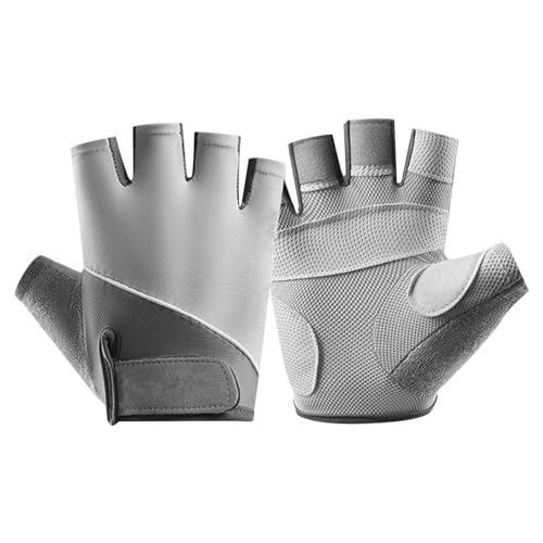 equlup 1 Pair Half Finger Sports Gloves, Polyester Anti Slip Breathable Sun Protection Cycling Gloves Fingerless Gloves for Men and Women (M)