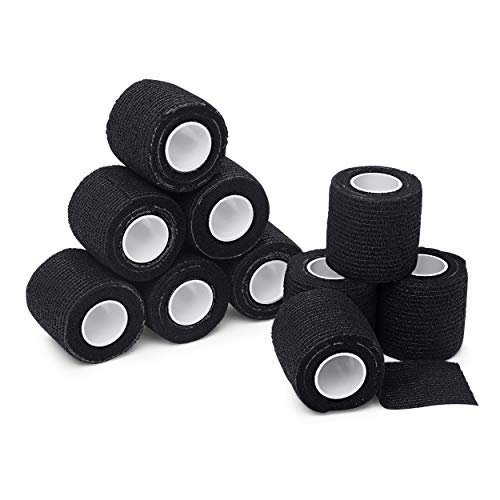 Image of Self-Adhesive Bandage Wrap - Suitable for All Sports - Breathable Athletic Tape for Wrists - Knee and Ankle - Self Adhesive Bandage- 2 Inch- 10 Pack - Black