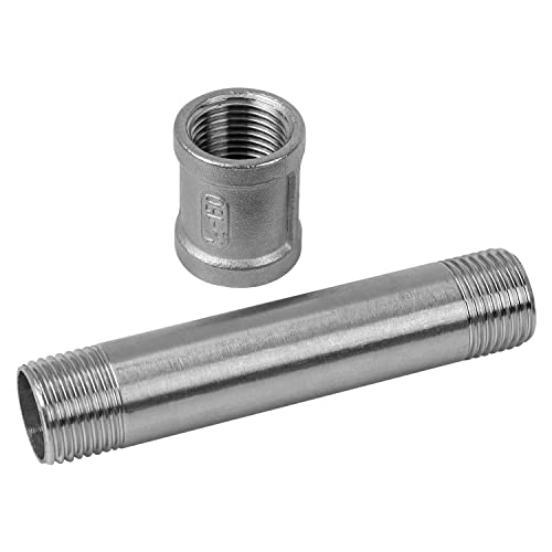 Tubos Roscado Acero Inoxidable, LERANXIN Conector de Tubería Roscado de 1/2 'x 100 mm con Accesorios Hembra de 32 mm, Resistente a la Oxidación y Duradero, Adecuado para Tuberías de Agua y Aceite
