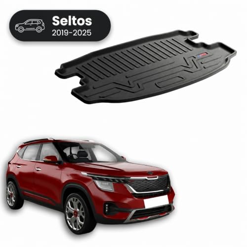 Image of 3D TPE Car Boot Mat for Seltos (2019-2025) Custom Fit, Heavy Duty & Anti-Slip Boot Mat | All Weather Resistant, Waterproof & Dustproof Trunk Liner, Car Dicky Mat for Seltos