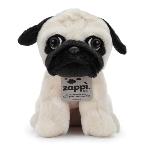 Zappi Co Mops Kuscheltier (22cm) Treuer Mopsfreund zum Kuscheln – Weich, Flauschig & Nachhaltig – Knuffiges Gesicht mit Charakter