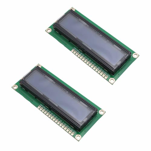 Ruiwaer 2PCS Blue 1602 LCD Module Dot Matrix Display Compatible with Controllers and 1x16 Interfaces