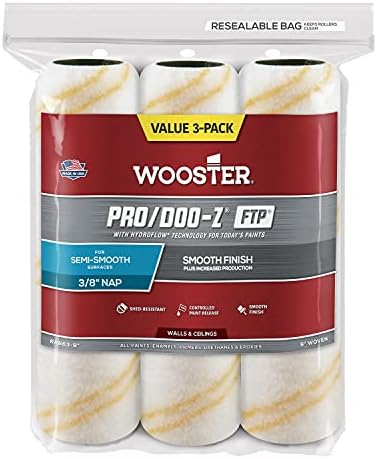 The Wooster Brush Company RR663-9 Pro Doo Z FTP Roller Cover 3/8-Inch Nap, 3-Pack , White