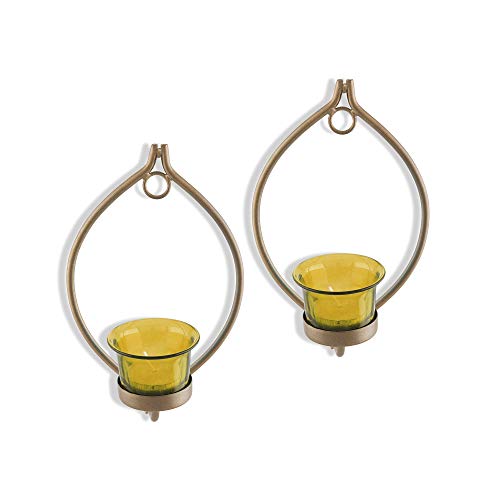 Homesake Candle Holder for Birthday, Diwali Decoration, Candle Holder for Home Decoration Golden Eye Glass | Room, Home Decor Items – Pack of 2