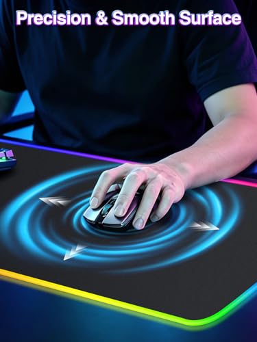 Image of XL RGB LED Gaming Mouse Pad with 15W Magnetic Wireless Charging | 31.5'' x 11.8'' Large Desk Mat, 24 Lighting Effects Keyboard Pad with Non-Slip Rubber Base, Waterproof Easy Gliding Surface