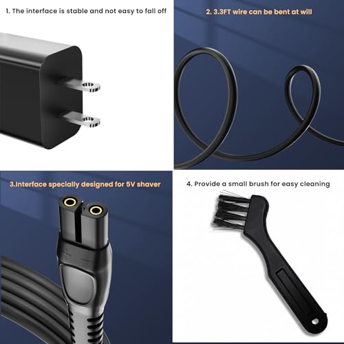 Image of BENSN USB C Charger for Philips Norelco One Blade 360 & Shaver Series 2000 3000 5000 7000, Fits QP2724 QP2834 QP6542 QP6552 QP1924 MG5910 MG7910 MG9510, for Phillips Electric Beard Trimmer Charging
