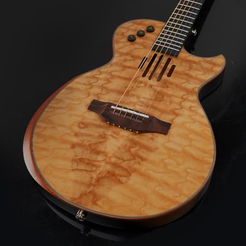 Image of Kadence S600SPLE Acoustica 41″ Electro Acoustic Guitar | Slim Body Cutaway | Quilted Ash Wood | Built-in Pickup + 3 Band EQ | Comes with Bag | Includes Learning Course | Light Brown