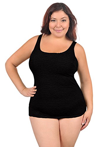 Krinkle Chlorine Resistant Women's Scoop Neck Sheath Black 20W