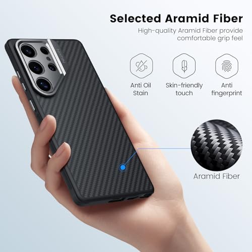 Image of Nillkin for Samsung Galaxy S25 Ultra Case CarboProp Case | Kickstand Carbon Fiber with Camera Cover [ Compatible with Magsafe /Military Grade Drop Tested ]- 6.9'' Black