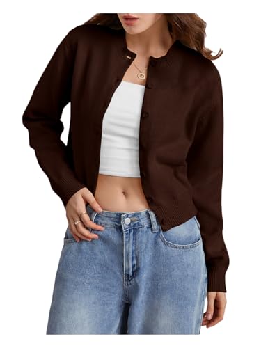 Image of SOLY HUX Women's Button Down Cropped Lightweight Cardigan Sweater Cute Fall Fashion 2026