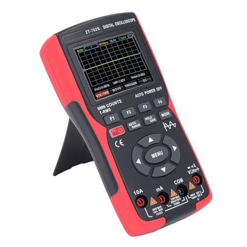 Single Channel Oscilloscope, 10M Transfer Bandwidth, 9999 Counts, Portable Handheld Digital Oscilloscope and Multimeter with Color Screen, Waveform Measurement for Electronics