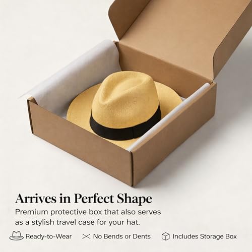 Image of Gamboa Original Panama Hat for Men and Women Fedora Straw Summer Beach Sun Hat Protection UV UPF50+