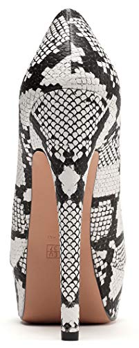 YODEKS Women's Peep Toe Platform Stiletto High Heel Pumps Thin Heel Dance Party Dress Shoes Patent Snakeskin 6.5 M US Size4