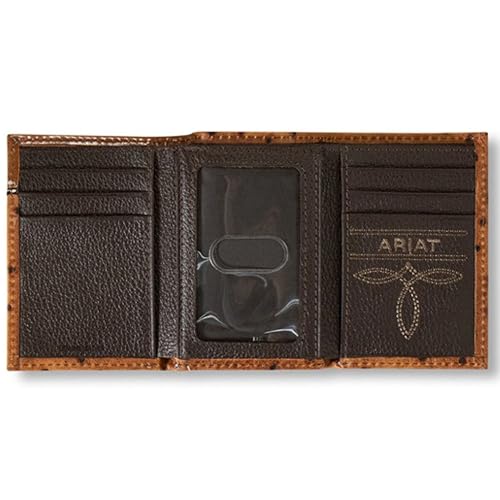 ARIAT Men's Tri-Fold Ostrich Print Floral Embossed Wallet - A3553202 One Size2