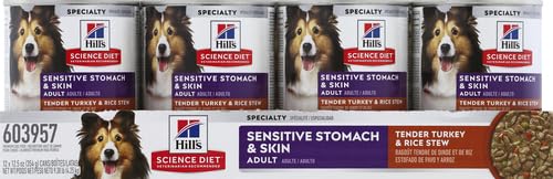 Hill's Science Diet Adult Sensitive Stomach & Skin Wet Dog Food, Turkey & Rice, 12.5 oz. Cans, 12-Pack - Image 2
