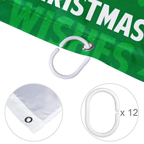 Rideau de douche Père Noël imperméable et lavable avec 12 crochets