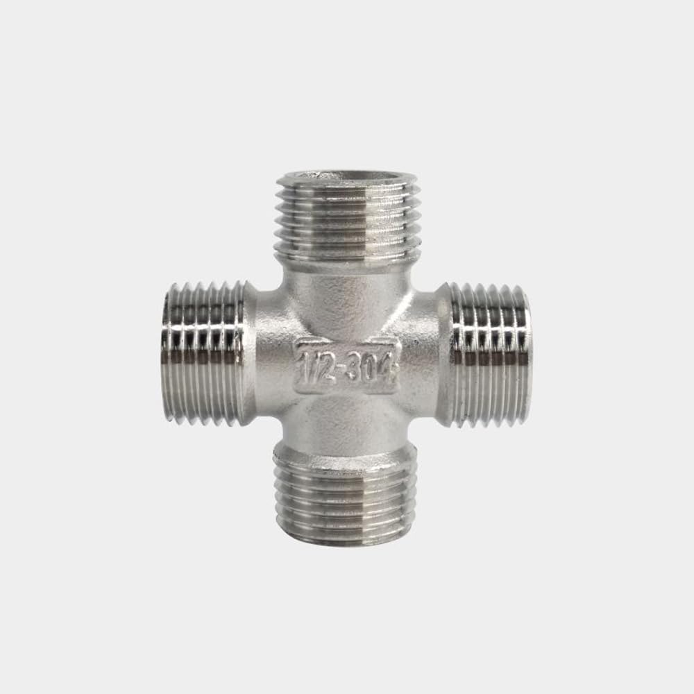 1/4" 3/8" 1/2" 3/4" 1" 1-1/4" 1-1/2" 2" Bsp Maschio Croce Splitter a 4 Vie Raccordo per Tubi in Acciaio Inox 304 Acqua Gas Olio Combustibile/Bspt Male/2"