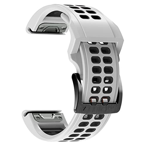 KGFCE 22 mm 26 mm Uhrenarmband für Garmin Fenix 7 7X 6 Fenix 5 5 Plus 935 945 Silikon Easyfit Armbänder für Fenix 6x 5x 3 3HR Uhr (Farbe: Weiß Schwarz, Größe: Fenix 3 3HR)