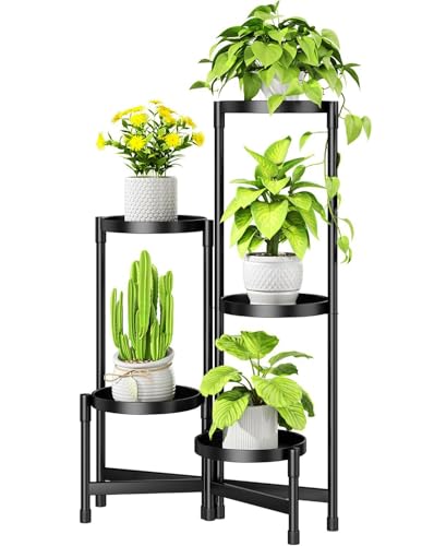 Biciyarn Plant Stand Indoor Outdoor with Tray Corner Metal Flower
