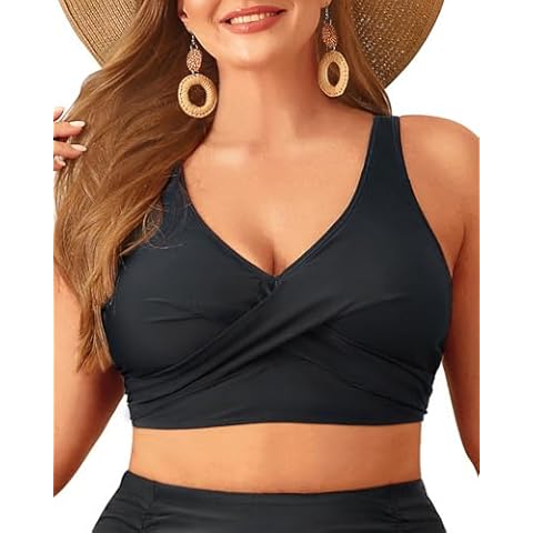 Aqua Eve Plus Size Black Bikini Top Cover