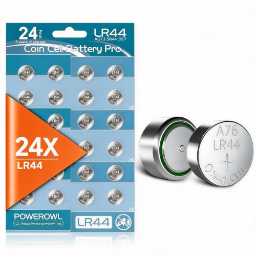 POWEROWL 24 X Pilas LR44 AG13 de 1,5 V, Pilas de Botón Alcalinas A76, 357, LR44H, SR44 para Relojes — oferta en Amazon