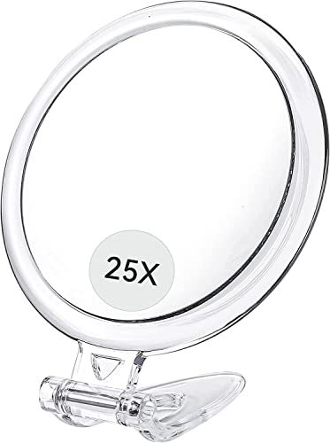 B Beauty Planet Miroir à Main Double Face Grossissant x1/x25,x 10 Fois avec Ventouse, Ensemble de miroirs,12.5cm & 10cm(Poignée A) Cover