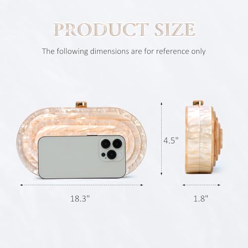 Image of Fecialy Acrylic Evening Clutch Bag for Women Shell Shape Handbags Marbling Purse Formal Party Bridal Wedding Crossbody Bag